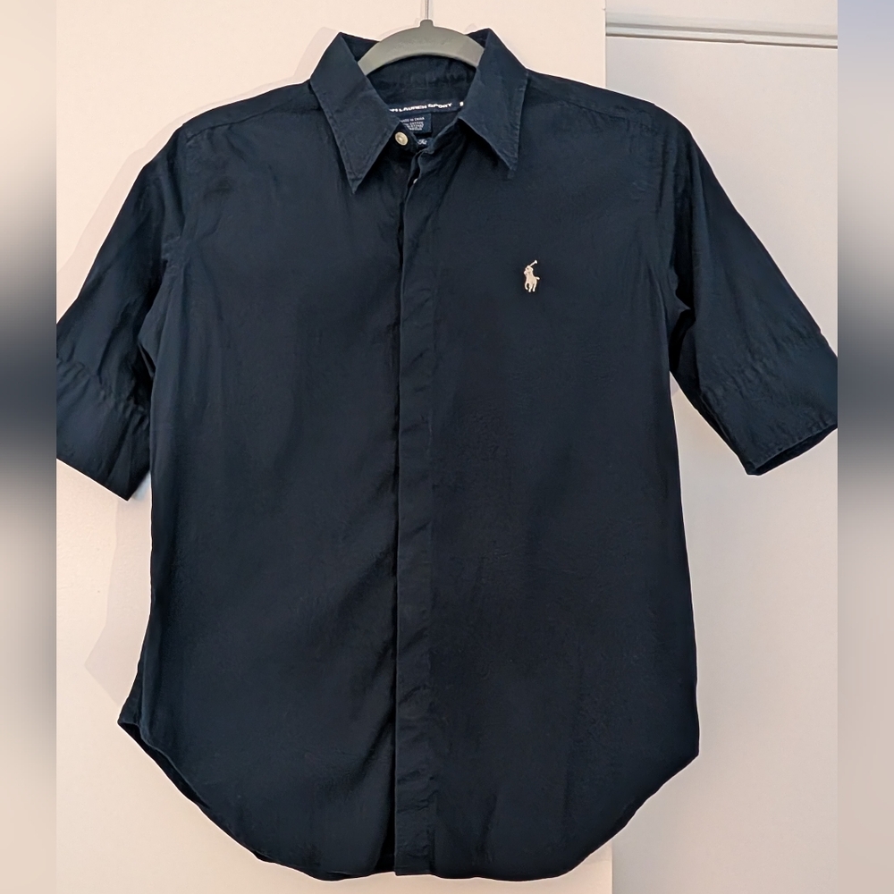 Ralph Lauren Sport navy blue, short sleeve, button-up